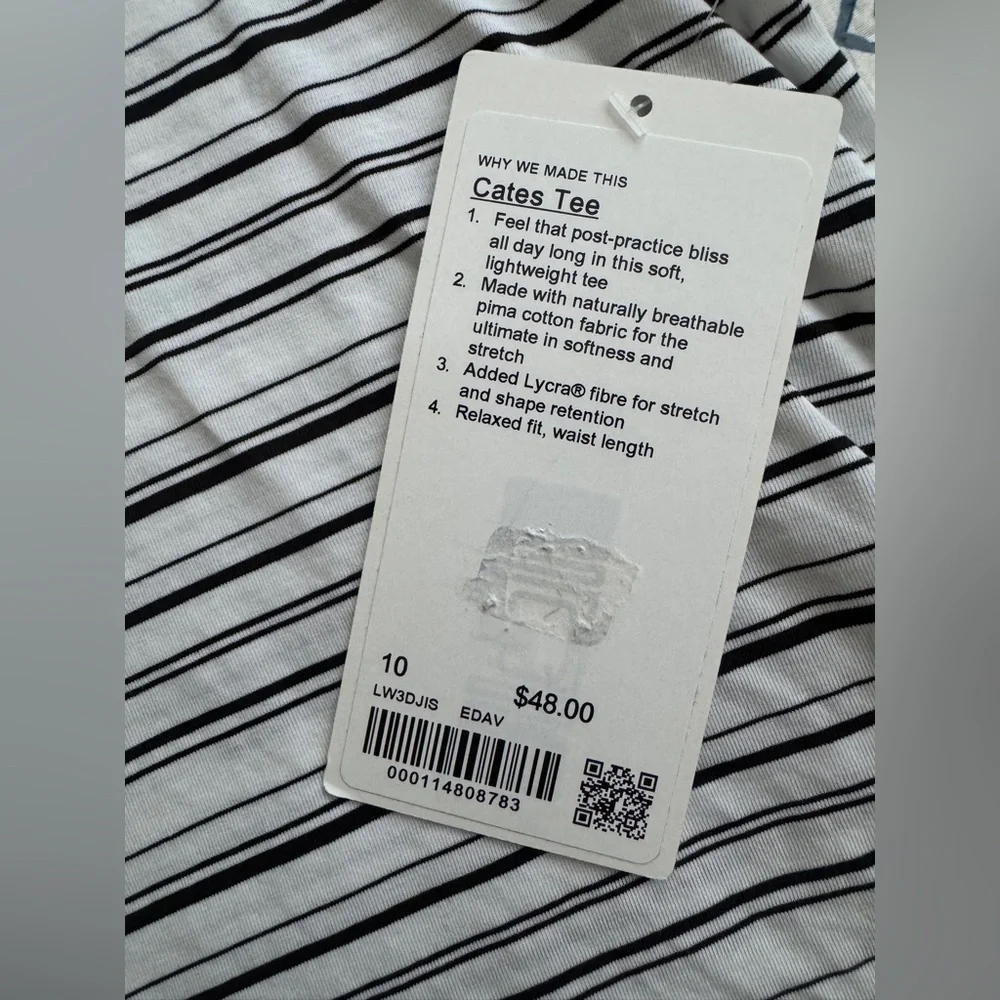Lululemon Cates Tee in Cut Back Stripe White Black